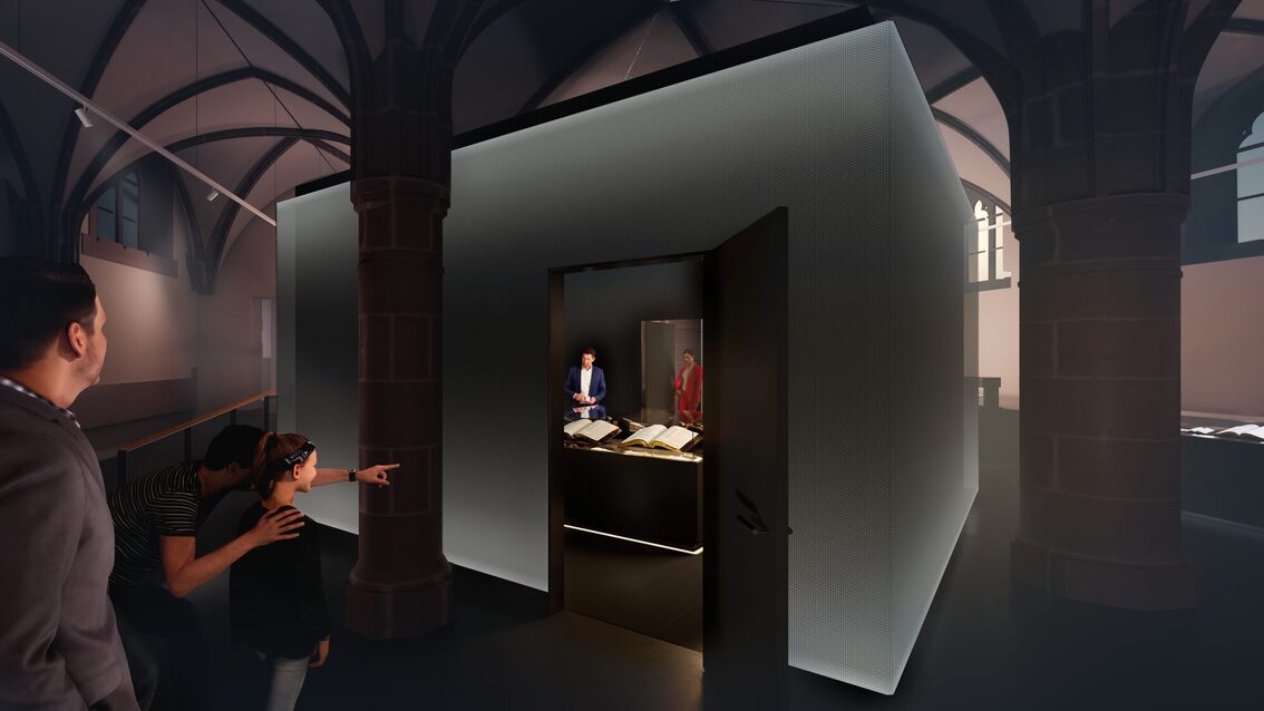 Rendering des Gewölbesaals mit der Schatzkammer