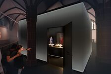Bildergalerie Gutenberg-Museum Interim Rendering des Gewölbesaals mit der Schatzkammer Rendering des Gewölbesaals mit der Schatzkammer
