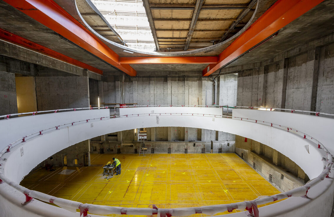 Vista del cantiere nella sala del consiglio.