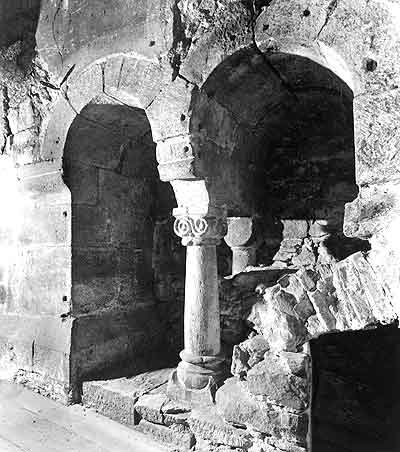 Romanesque preserved window system on the second floor of the north gable