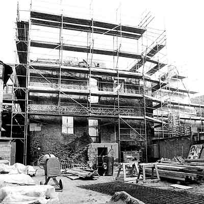 South gable of the Haus zum Stein during reconstruction work in 1981
