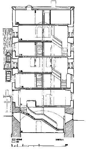 A cross-section of the Haus zum Stein residential tower