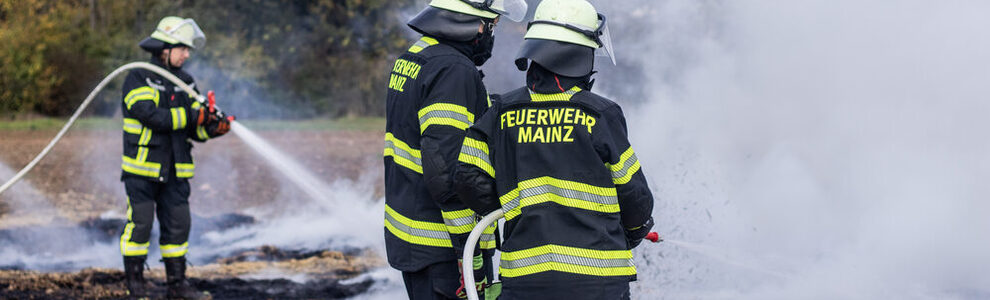 Feuerwehrleute beim Löschen