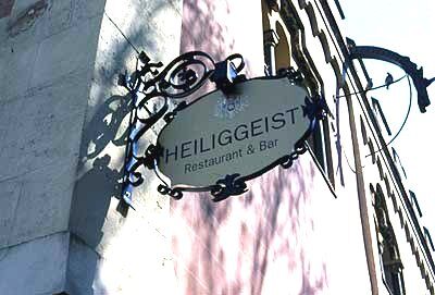 El actual rótulo del restaurante Heilig Geist.