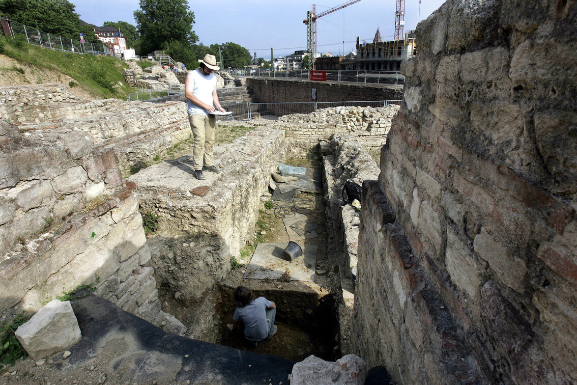 Excavation work at the Roman stage theater