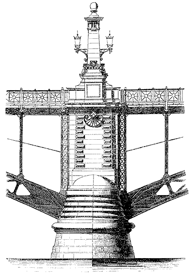 You can see the engraving of a bridge pier of the Theodor Heuss Bridge