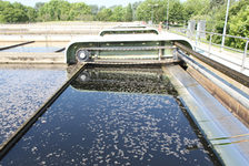 Bildergalerie „Zentralklärwerk Mainz 2" Das Nachklärbecken Das Nachklärbecken ist die letzte Reinigungsstufe, bevor das Abwasser in den Rhein geleitet wird.