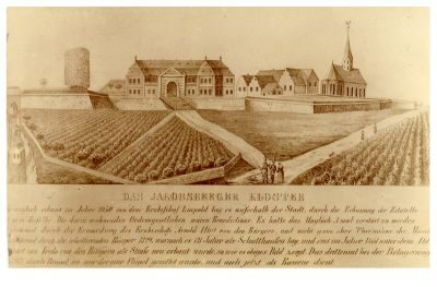 You can see an engraving of the Jakobsberg monastery.