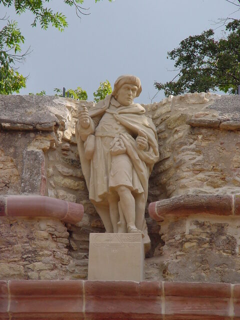 Stone figure of St. Jacob at the south portal of the citadel