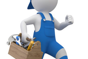 Illustration eines Handwerkers mit Werkzeugkasten © fotomek - Fotolia