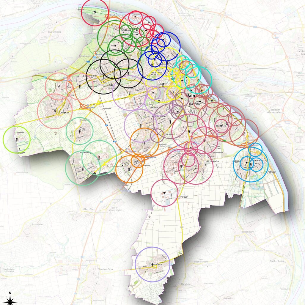 Overview of siren locations in Mainz