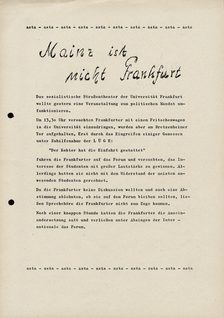 Flugblatt Din-A4, schwarze Schrift auf weiß, handschriftlicher Einschub