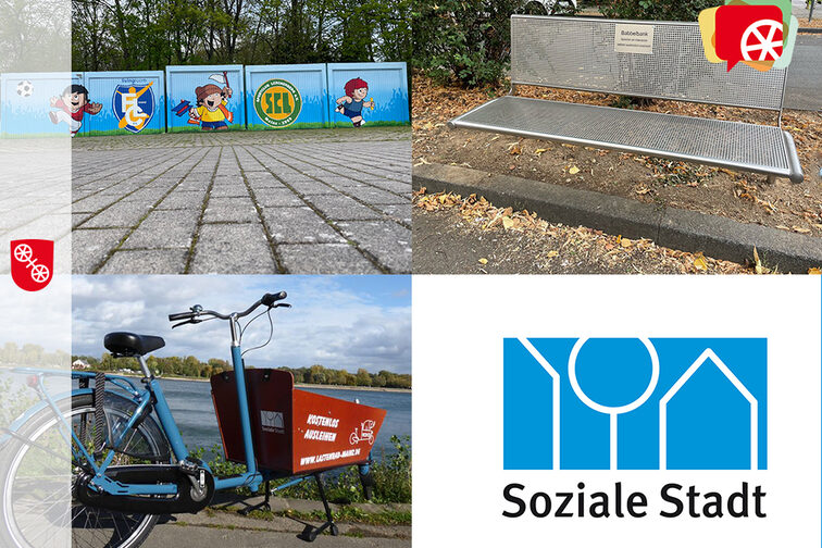 Fotos von umgesetzten Projekten (Graffiti-Wand, Babbelbank, Lastenrad)