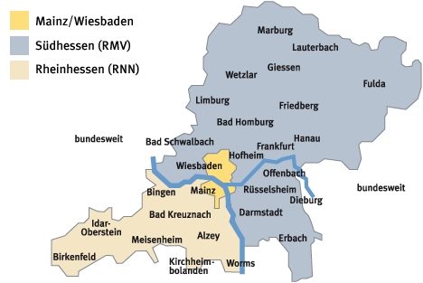 Unterschiedliche Tarifgebiete in Kartendarstellung