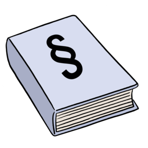 Illustration: Ein Buch mit einem Paragrpahen-Symbol auf dem Titel.