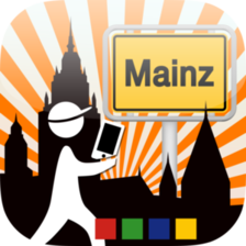 Logo der App MAINZerLEBEN - Figur mit einem Smartphone vor dem Dom