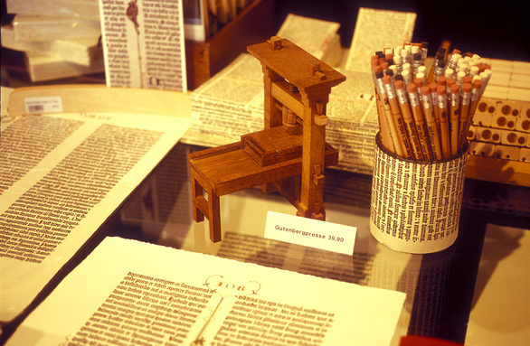 Miniaturpresse im Gutenberg-Shop