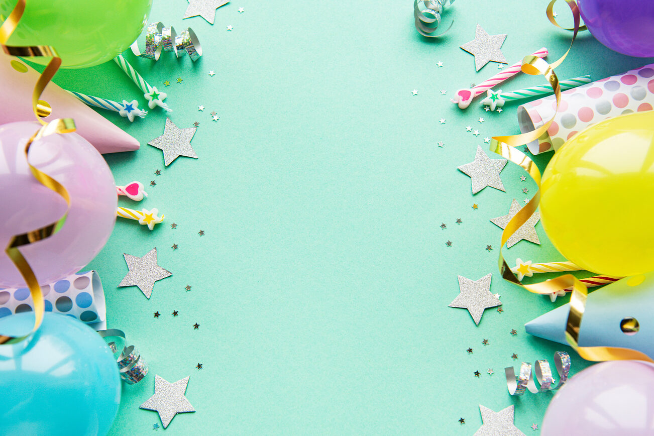 Luftballons und Konfetti