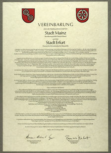 Partnerschaftsurkunde Mainz-Erfurt 1988