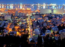 Haifa, Blick vom Berg Carmel auf den Ben-Gurion Boulevard und den Hafen