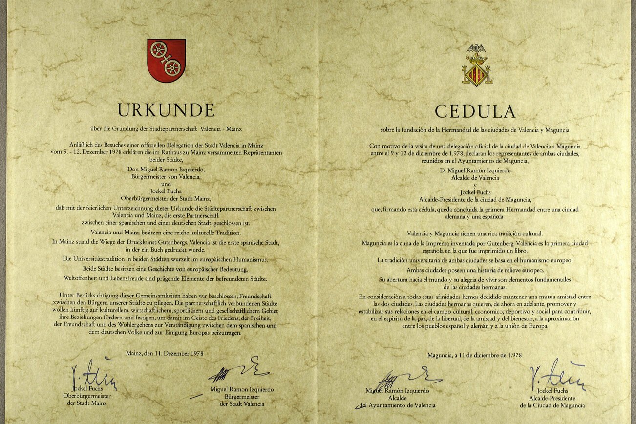 Certificado de asociación Mainz-Valencia 1978