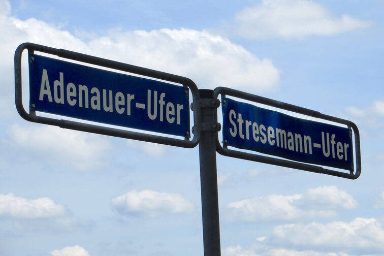 Rheinufer, Straßenschilder