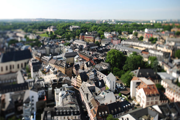 Die Mainzer Altstadt mit Blick zur Zitadelle.