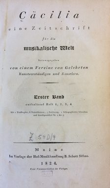 Titelseite der Zeitschrift Cäcilia von 1824