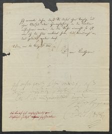 Brief vom 13. August 1825 von anderer Hand mit Nachschrift von Beethoven