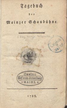Titelseite Tagebuch der Mainzer Schaubühne 1788