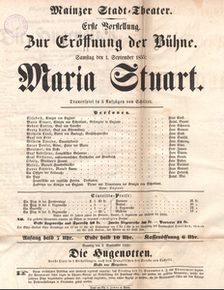 Theaterzettel Maria Stuart 1.9.1855