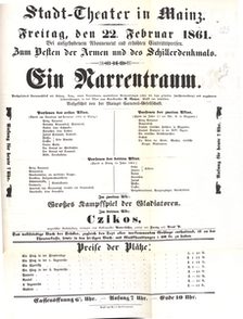 Theaterzettel Ein Narrentraum 22.2.1861