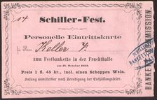 Eintrittskarte Schiller-Fest 18.10.1862 Vorderseite