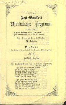 Programm zum Fest-Bankett 18.10.1862