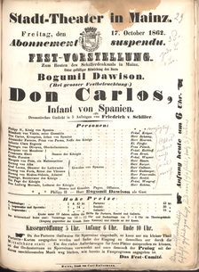 Theaterzettel Don Carlos 17.10.1862
