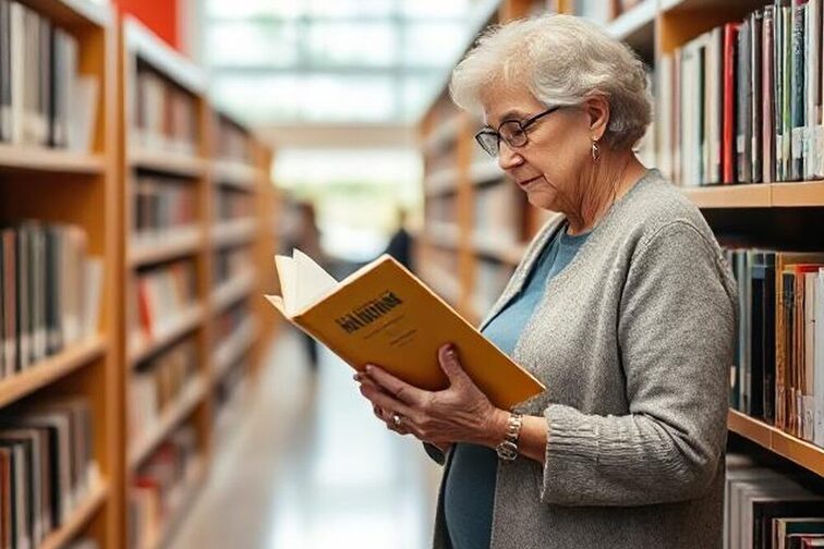 La imagen muestra a una persona mayor leyendo.