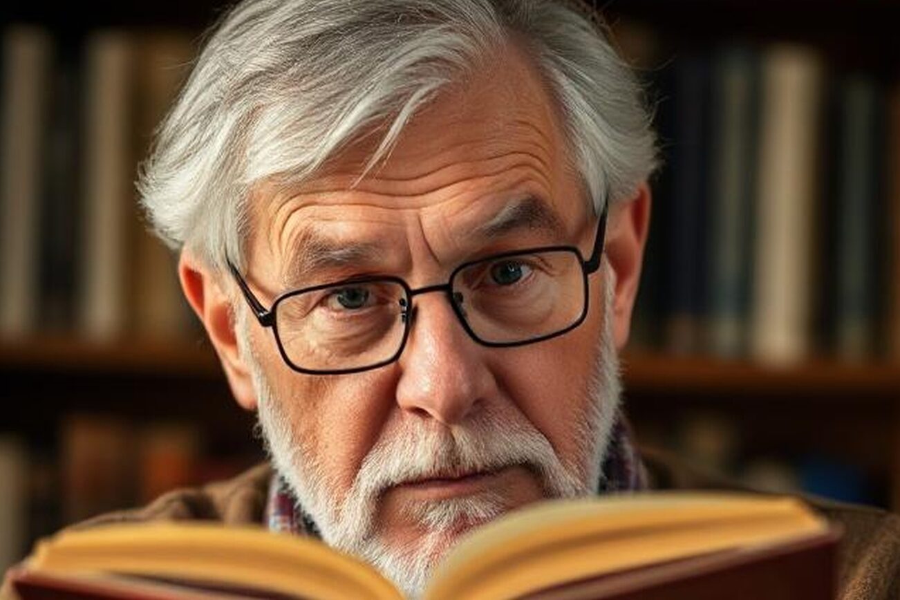 La imagen muestra a una persona mayor leyendo.