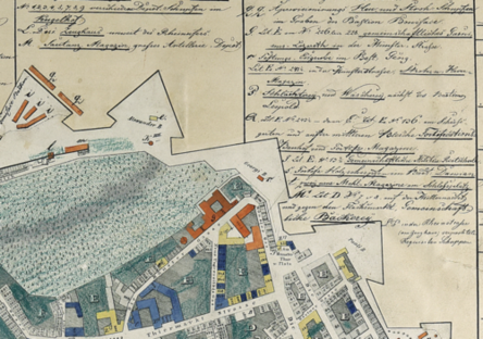 Eisgrube in der Bastion Georg, Stadtplan von Mainz, 1838, Ausschnitt.