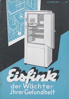 Eisfink nahm um 1926 in Asperg die Serienfertigung von Kühlschränken auf und produzierte als erste deutsche Firma ihre Schränke aus Stahlblech mit einer Innenauskleidung aus Email.