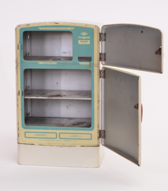 Minikühlschrank, Wolverine, um 1955, Metall, 34,5 cm hoch.