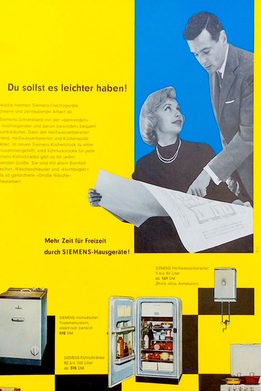 In der Siemens-Werbung von 1958 (Ausschnitt) entscheidet der Mann über die Anschaffungen für den Haushalt.
