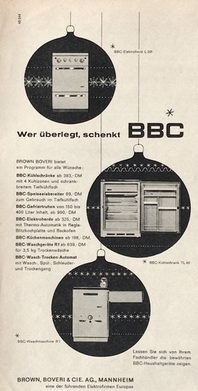 Die Weihnachtskugeln in der BBC-Anzeige von 1959 präsentieren die Produkte, für deren Kauf zum Weihnachtsfest geworben wurde.