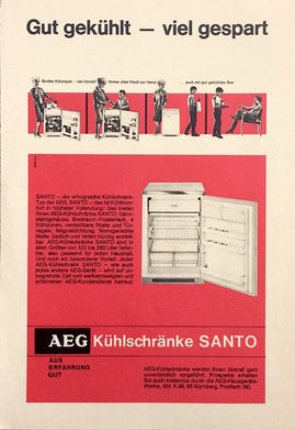 Die AEG-Werbung von 1965 findet für die geldwerten Vorteile des Kühllagerns eine prägnante Formulierung.