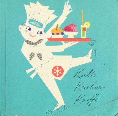 „Kalte Küchen-Kniffe“, Rezeptbuch Linde, Illustriert von Asta und Gottlieb Ruth, 60 Seiten, undatiert, um 1955.