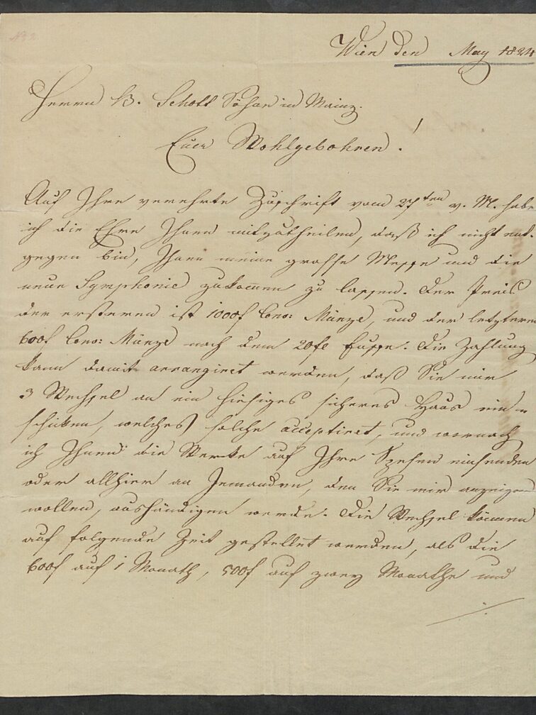 Brief vom 20. Mai 1824 von anderer Hand Seite 1