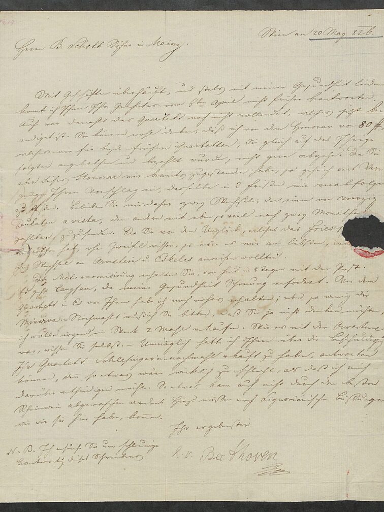 Brief vom 20. Mai 1826 von anderer Hand
