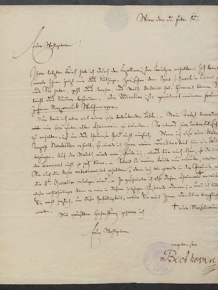 Brief vom 22. Februar 1827 von anderer Hand