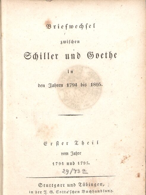 Titelseite Briefwechsel zwischen Schiller und Goethe