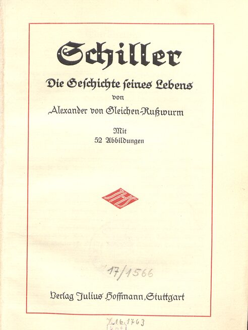 Titelseite Schiller. Die Geschichte seines Lebens
