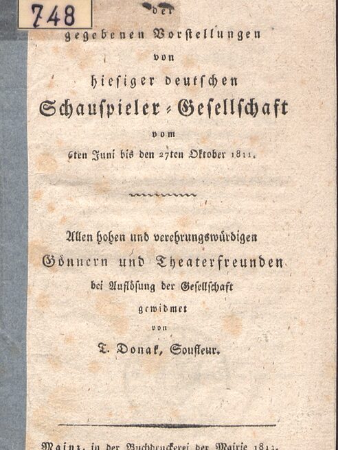 Titelseite Tagebuch der gegebenen Vorstellungen